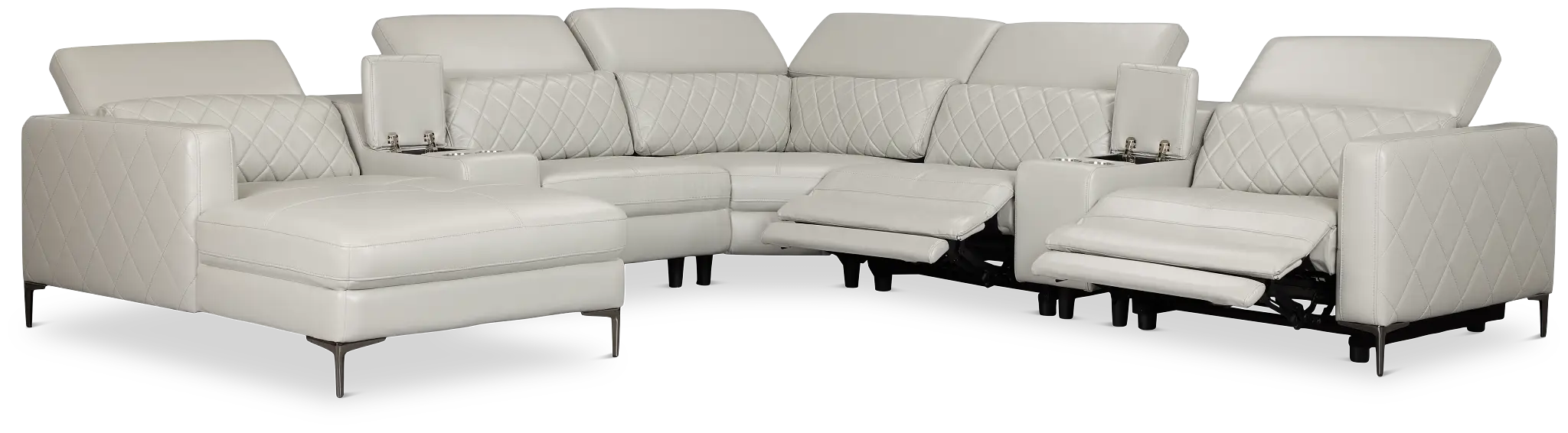 Ava Light Gray Micro Large Dual Power Left Chaise Sectional Ava Light Gray Micro Large Dual Power Left Chaise Sectional