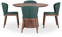 Nomad Mid Tone 47" Round Table & 4 Dark Green Chairs W/ Mid-tone Legs