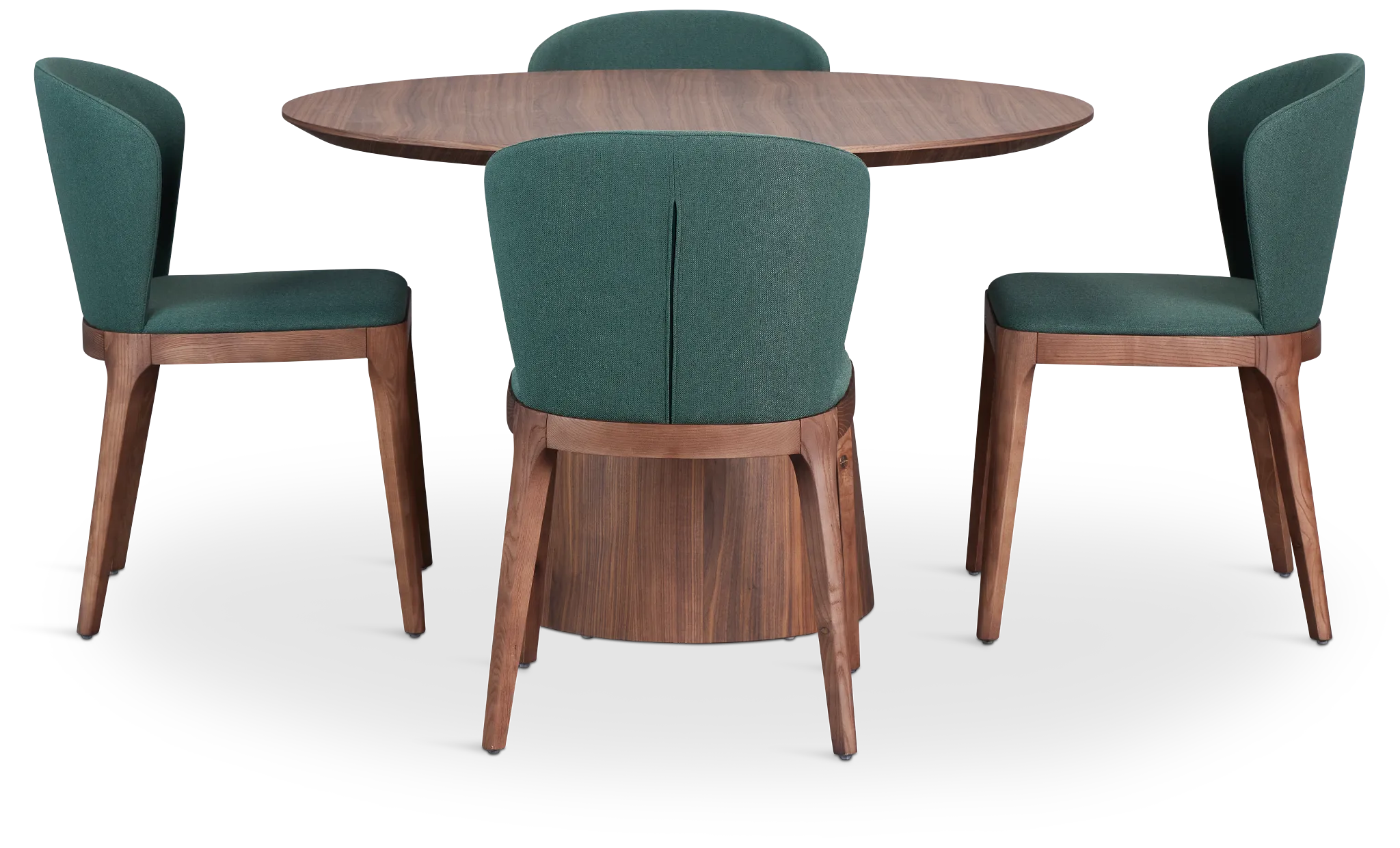 Nomad Mid Tone 47" Round Table & 4 Dark Green Chairs W/ Mid-tone Legs