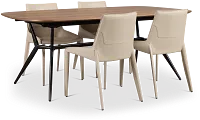 Margo Two-tone Rect Table & 4 Light Beige Upholstered Side Chairs