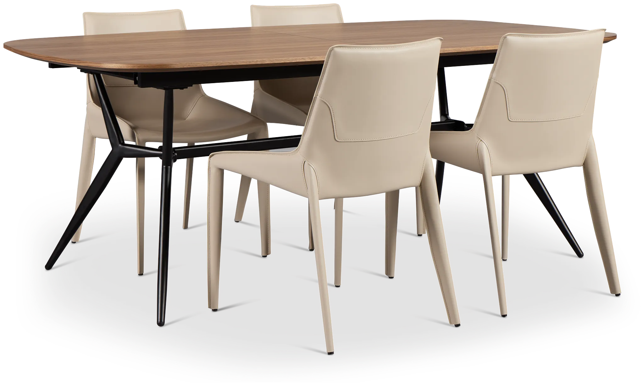 Margo Two-tone Rect Table & 4 Light Beige Upholstered Side Chairs