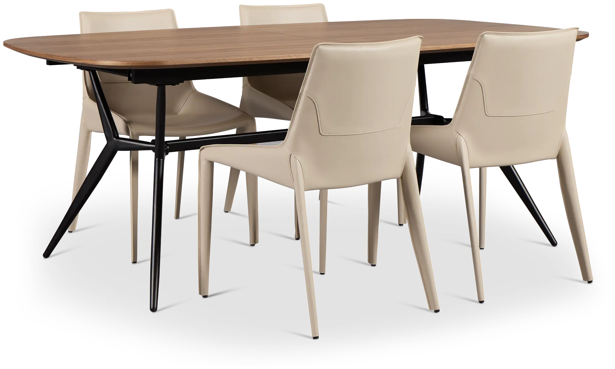 Margo Two-tone Rect Table & 4 Light Beige Upholstered Side Chairs Margo Two-tone Rect Table & 4 Light Beige Upholstered Side Chairs