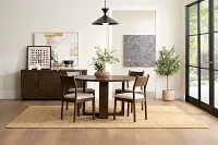 Rochester Dark Tone Round Table & 4 Upholstered Chairs