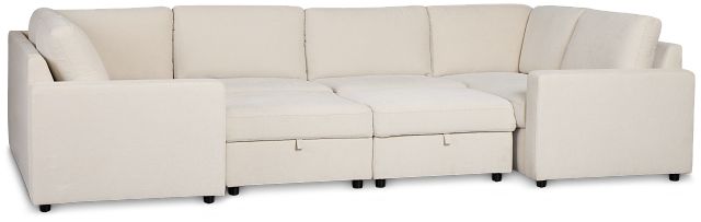 Addie Beige Fabric 8-piece Pit Storage Sectional