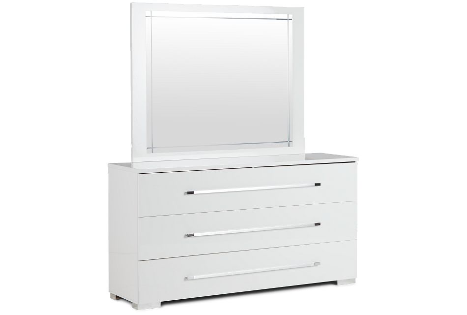 Dimora White Dresser & Mirror