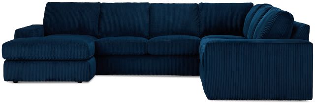 Charlie Dark Blue Fabric Medium Left Chaise Sectional