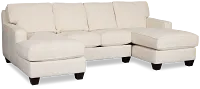 Andie White Fabric U-shaped Sectional