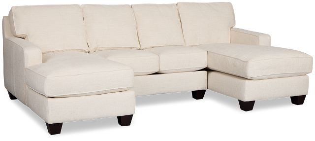 Andie White Fabric U-shaped Sectional