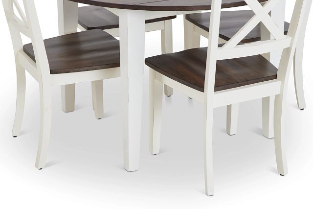 Sumter White Round Table & 4 Chairs (7)