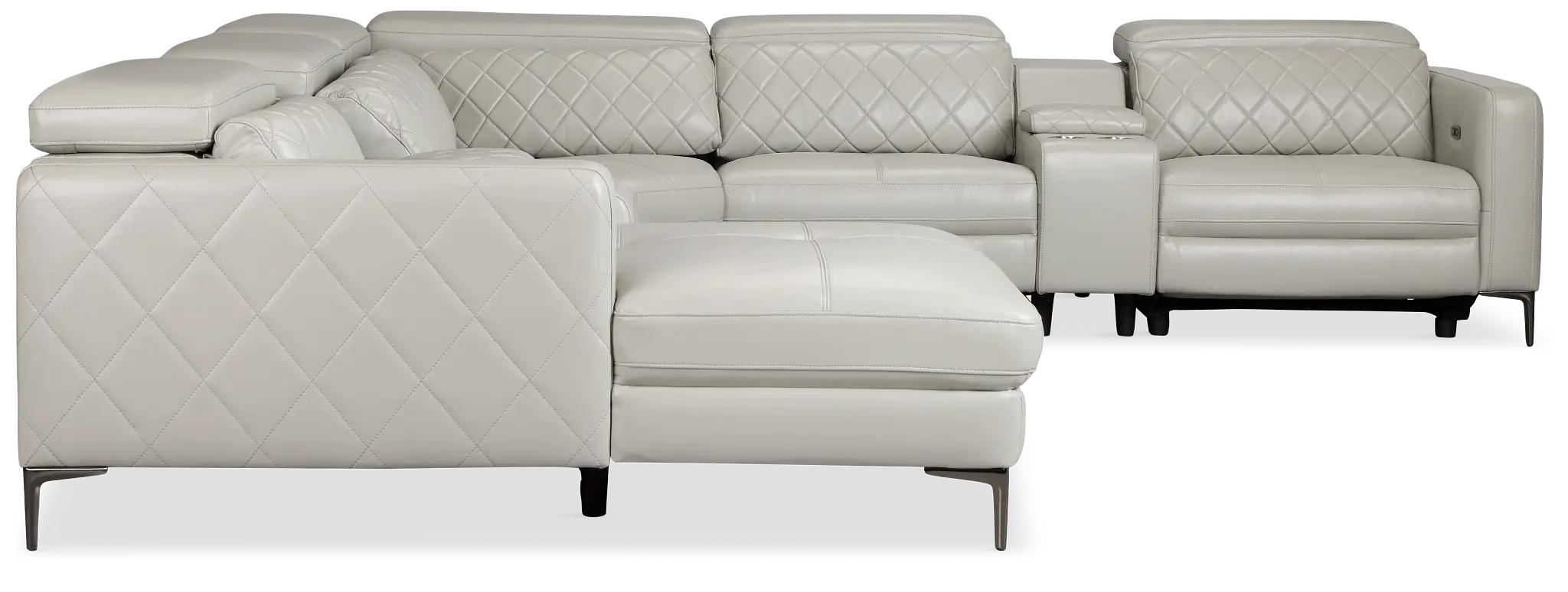 Ava Light Gray Micro Large Dual Power Left Chaise Sectional Ava Light Gray Micro Large Dual Power Left Chaise Sectional