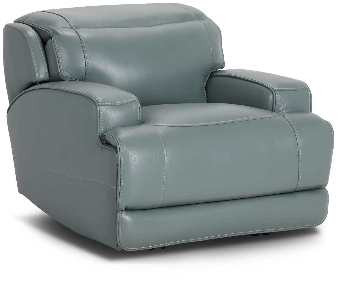 Reign Green Lthr/vinyl Power Recliner With Power Headrest