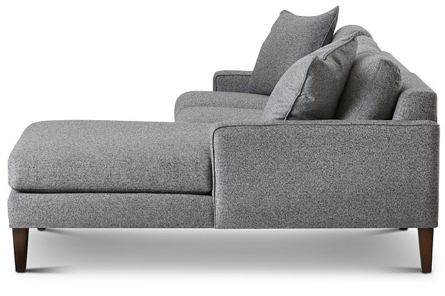 Morgan Dark Gray Fabric Small Right Chaise Sectional W/ Wood Legs