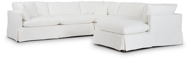 Raegan White Fabric Small Right Chaise Sectional