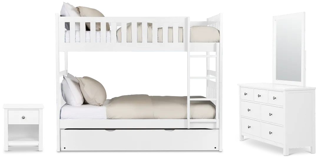 Charleston White Bunk Bed Trundle Bedroom