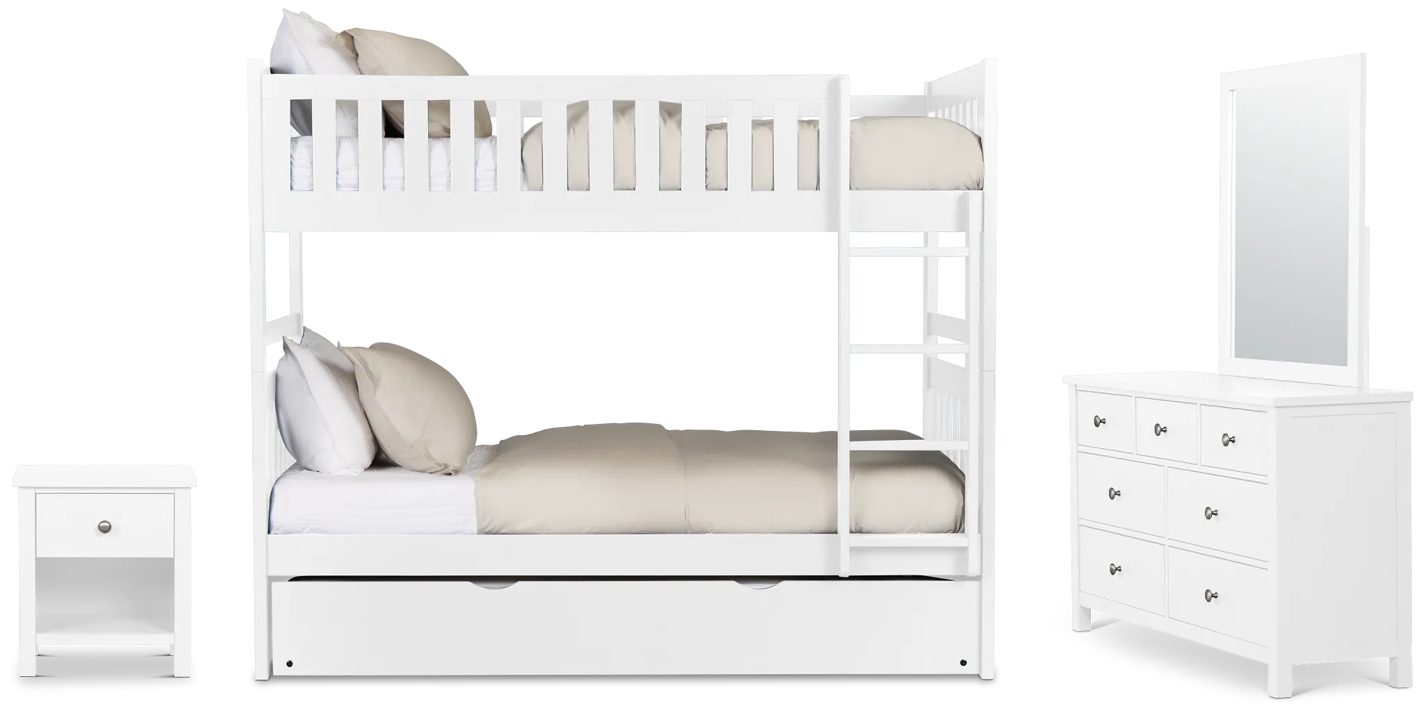 Charleston White Bunk Bed Trundle Bedroom