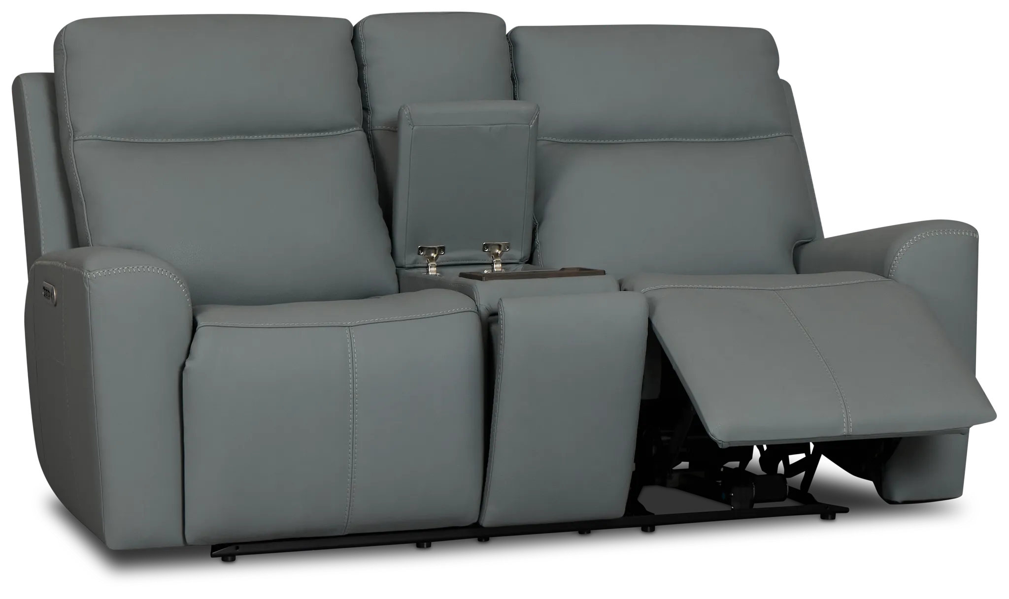 Flexsteel Sterling Blue Lthr/vinyl Power Reclining Loveseat