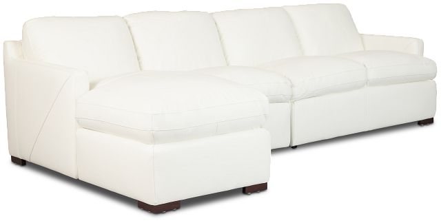 Amari White Leather Small Left Chaise Sectional