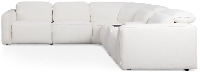 Ryland White Fabric Medium Dual Power 2-arm Reclining Sectional