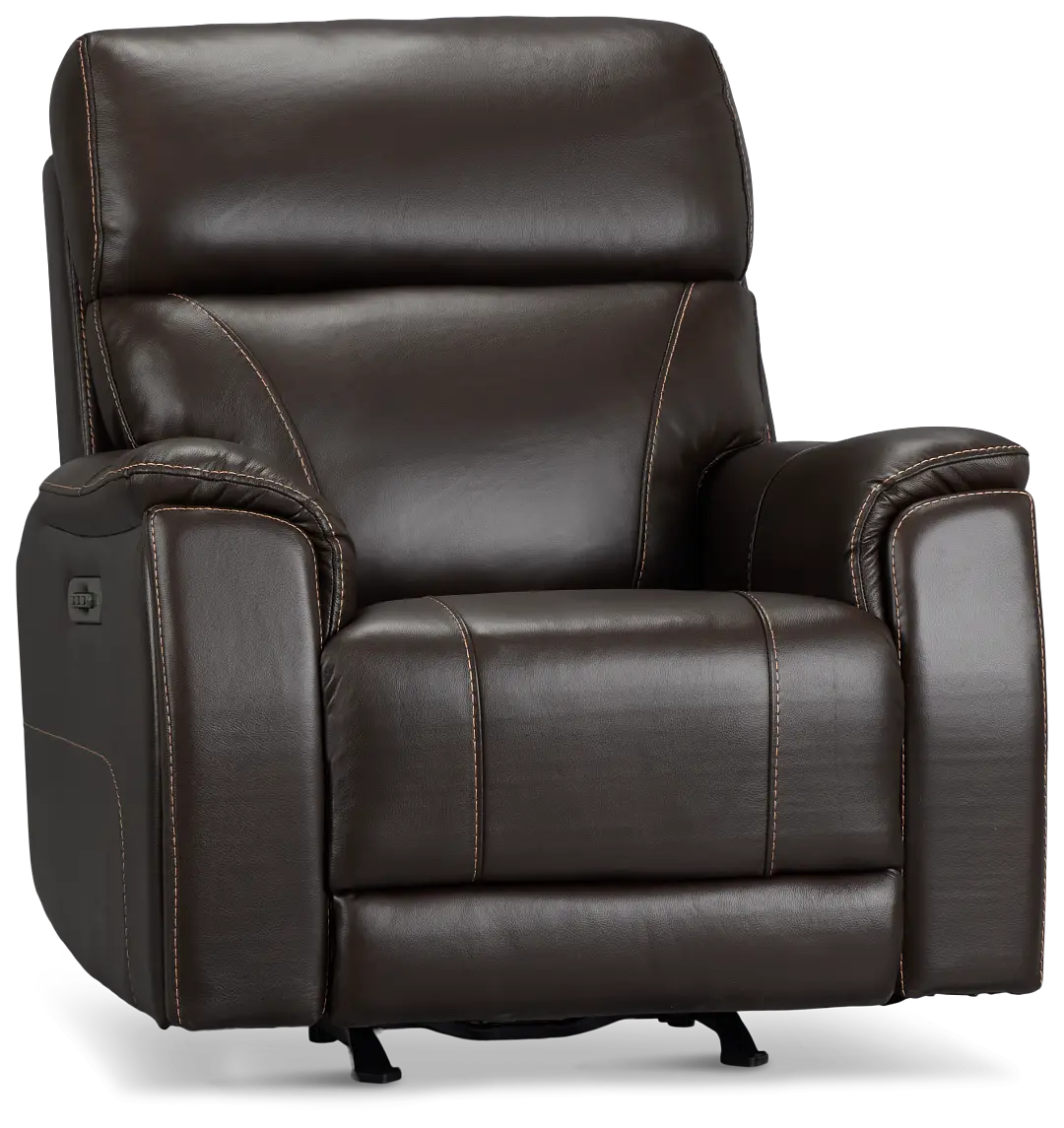 Wells Dark Brown Lthr/vinyl Power Recliner With Heat And Massage Wells Dark Brown Lthr/vinyl Power Recliner With Heat And Massage