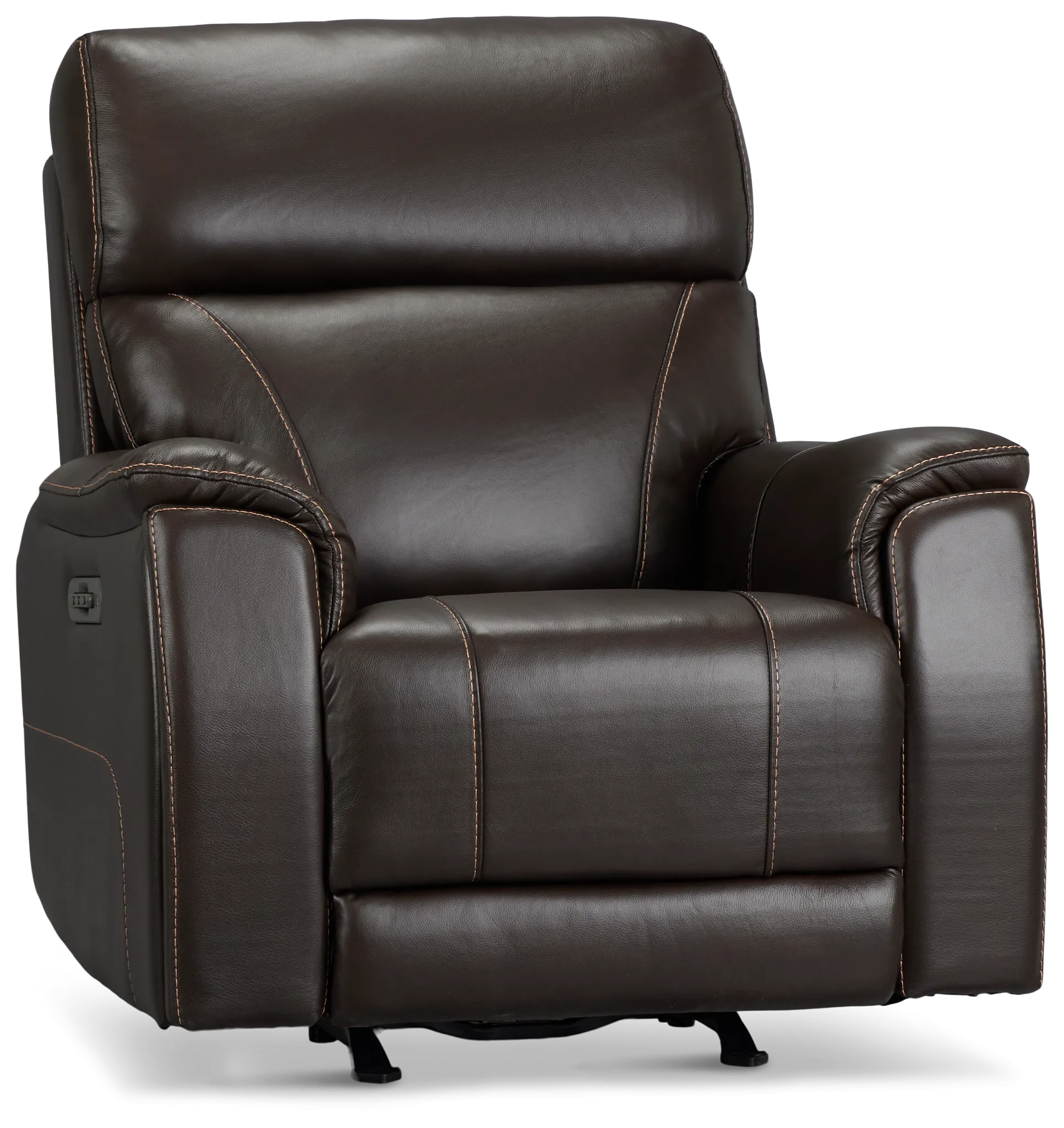 Wells Dark Brown Lthr/vinyl Power Recliner With Heat And Massage