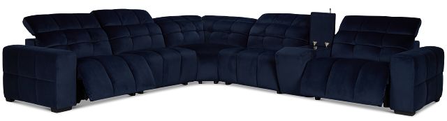 Gemma Navy Velvet Medium Dual Power 2-arm Reclining Sectional