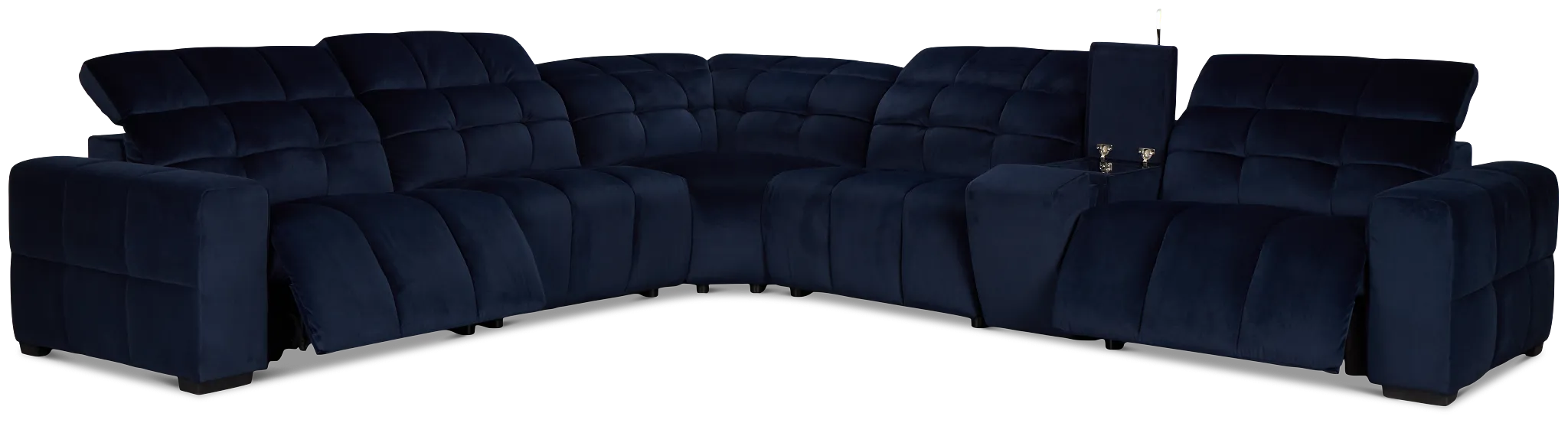 Gemma Navy Velvet Medium Dual Power 2-arm Reclining Sectional