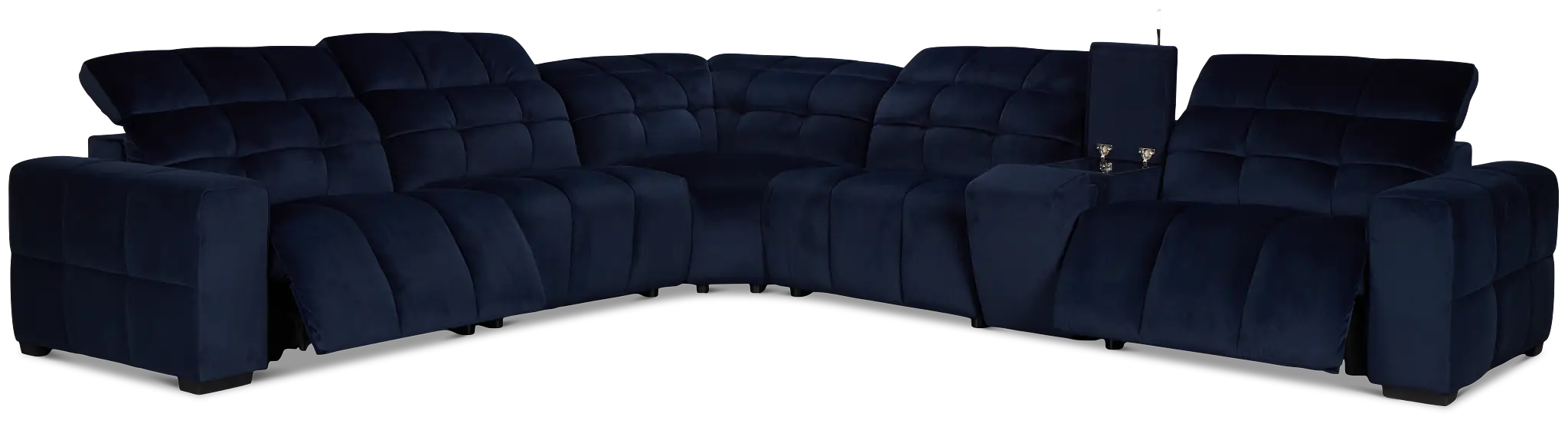 Gemma Navy Velvet Medium Dual Power 2-arm Reclining Sectional Gemma Navy Velvet Medium Dual Power 2-arm Reclining Sectional