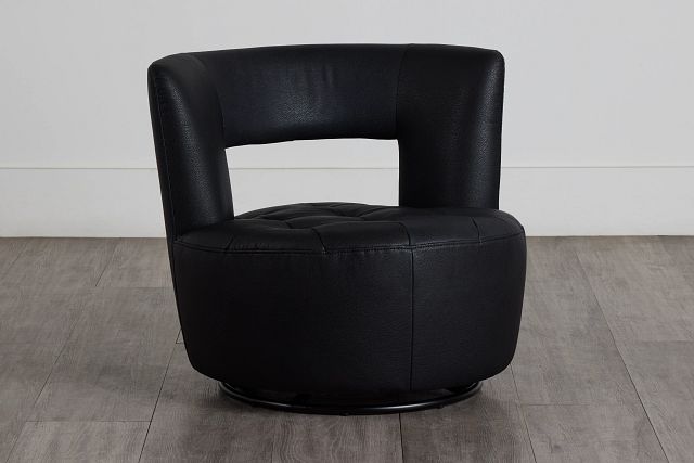 Zion Black Micro Swivel Accent Chair