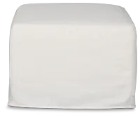 Marren White Fabric Ottoman