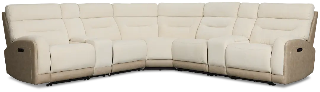 Travis Light Beige Fabric Large Dual Power Reclining Two-arm Sectional Travis Light Beige Fabric Large Dual Power Reclining Two-arm Sectional