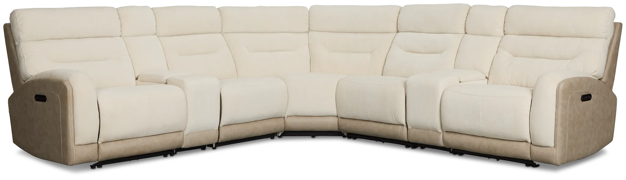 Travis Light Beige Fabric Large Dual Power Reclining Two-arm Sectional