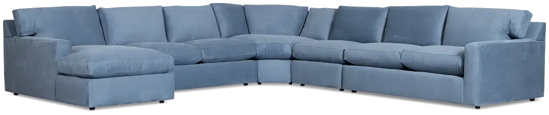 Hudson Blue Fabric Large Left Chaise Wedge Sectional Hudson Blue Fabric Large Left Chaise Wedge Sectional