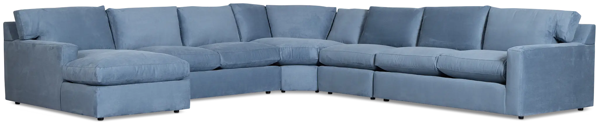 Hudson Blue Fabric Large Left Chaise Wedge Sectional Hudson Blue Fabric Large Left Chaise Wedge Sectional