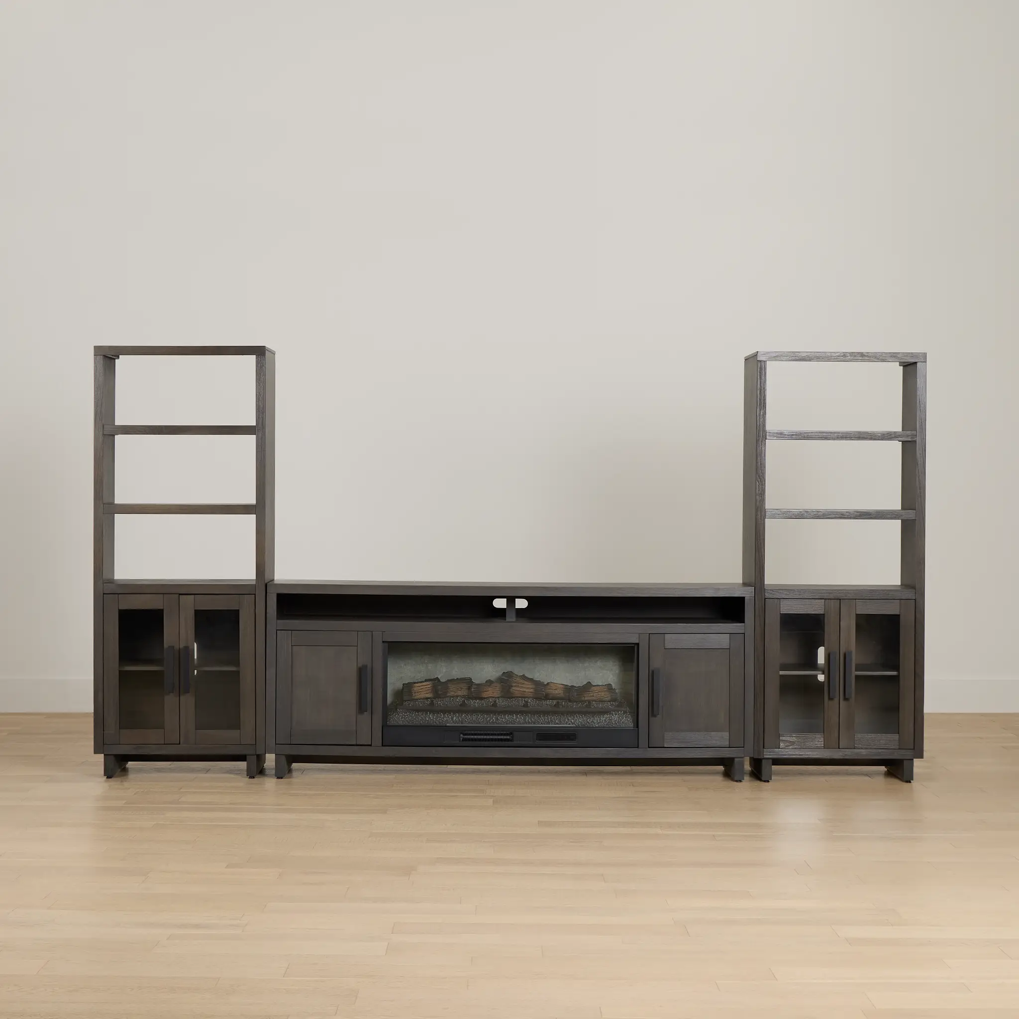 Richmond Gray 80" Door Pier Entertainment Wall With Fireplace Richmond Gray 80" Door Pier Entertainment Wall With Fireplace