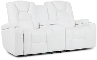 Troy White Micro Power Reclining Console Loveseat