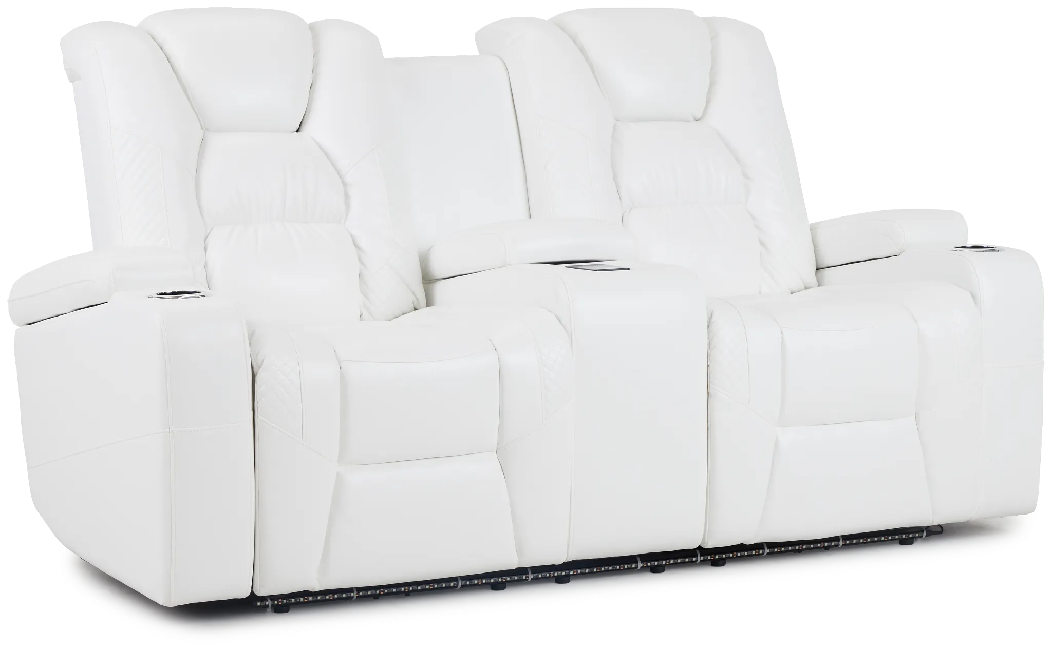Troy White Micro Power Reclining Console Loveseat