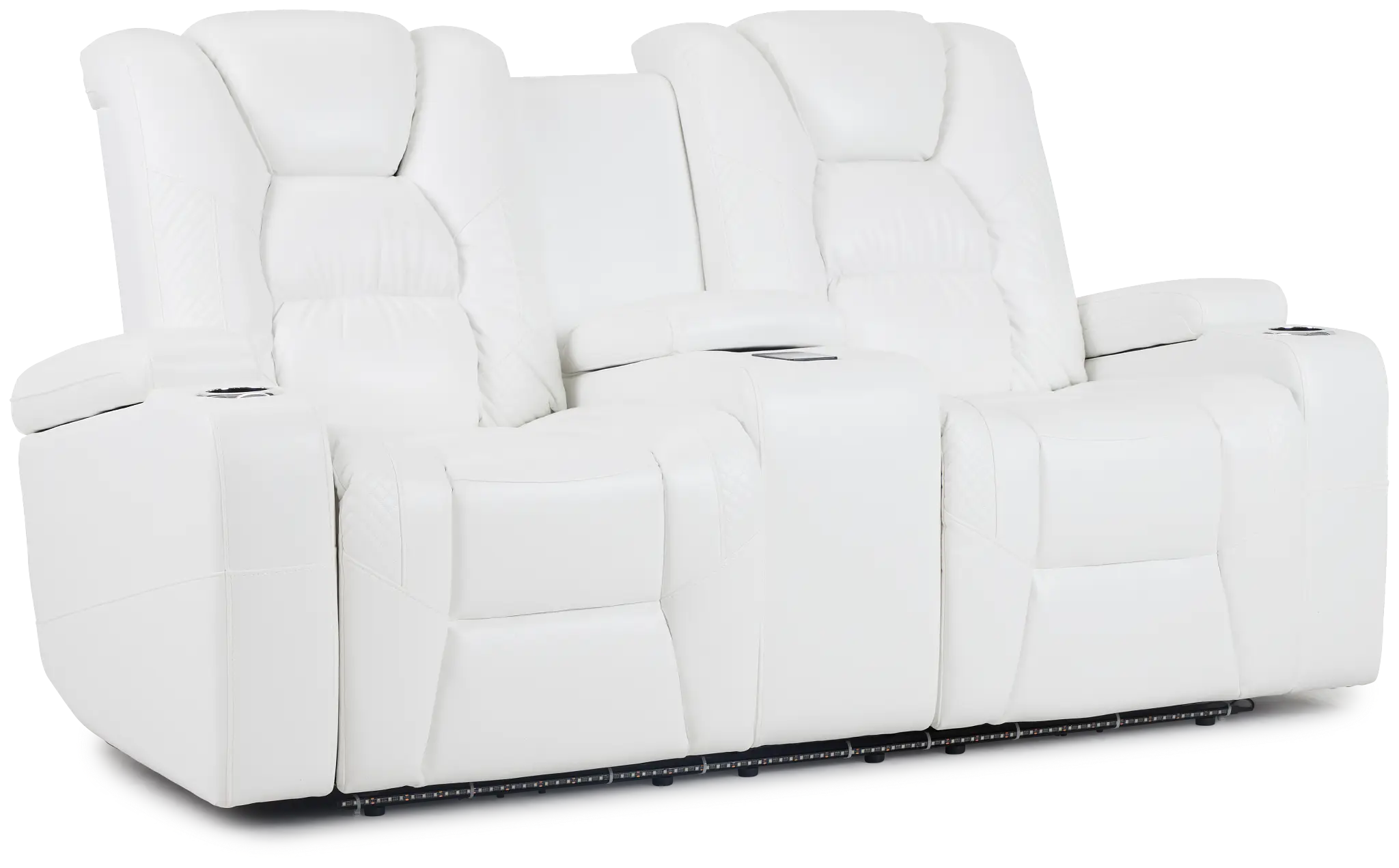 Troy White Micro Power Reclining Console Loveseat Troy White Micro Power Reclining Console Loveseat