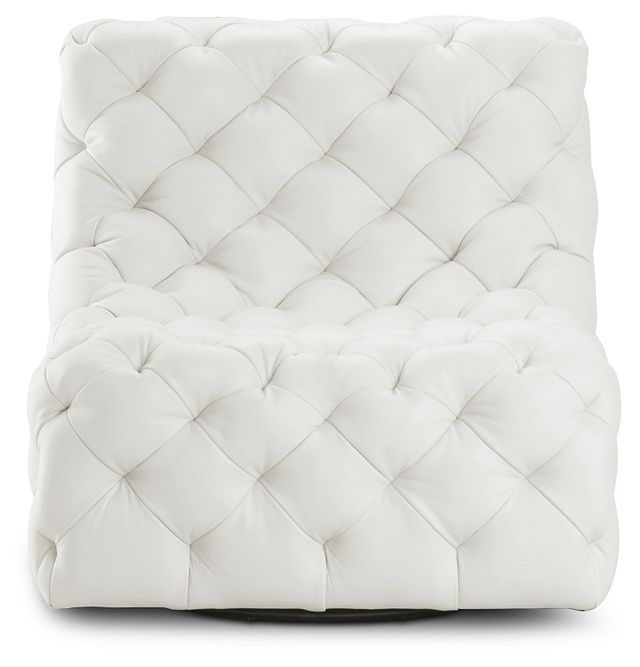 Rigby White Leather Swivel Accent Chair