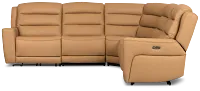 Wilder Brown Leather Small Dual Power Reclining Two-arm Sectional