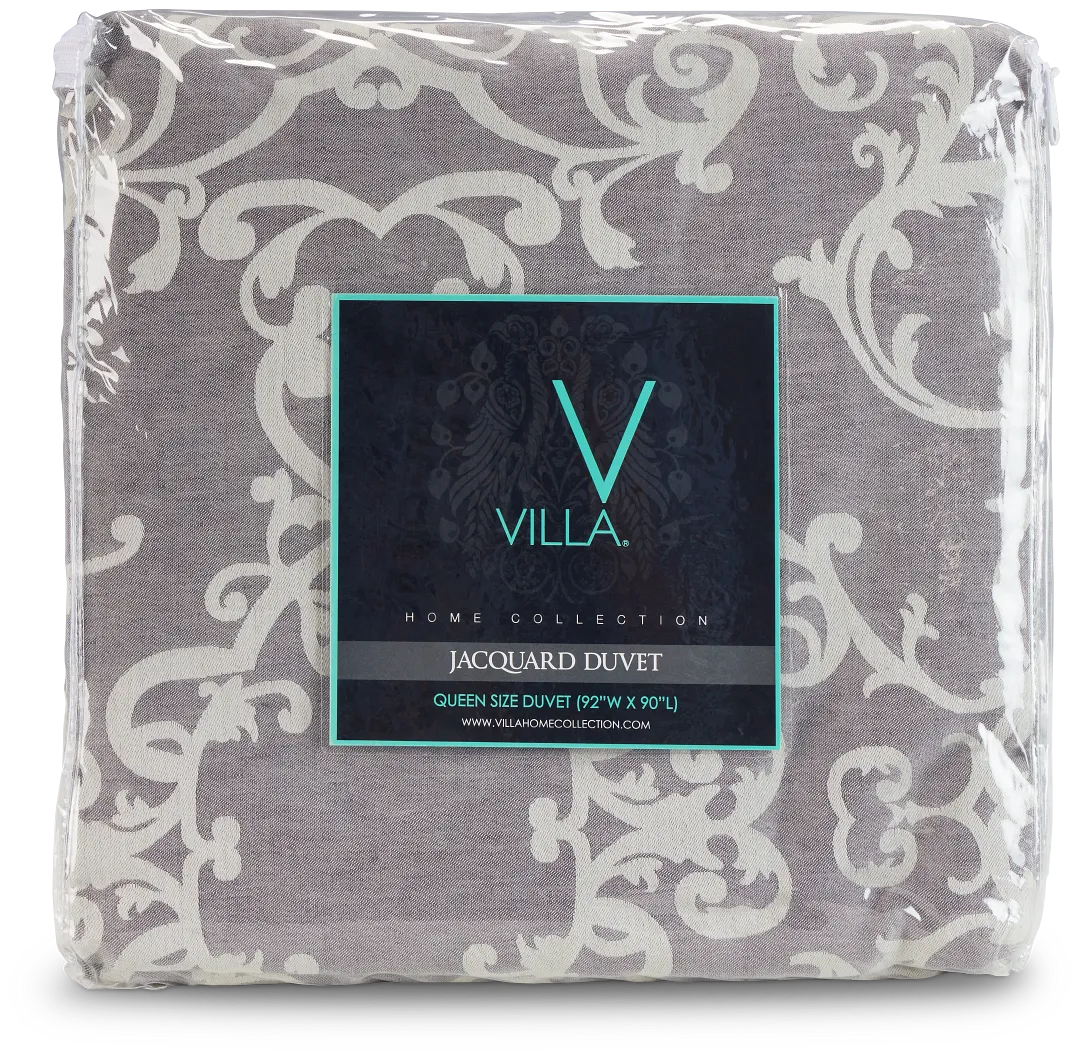 Lido Jacqrd Light Gray 3 Piece Duvet Set