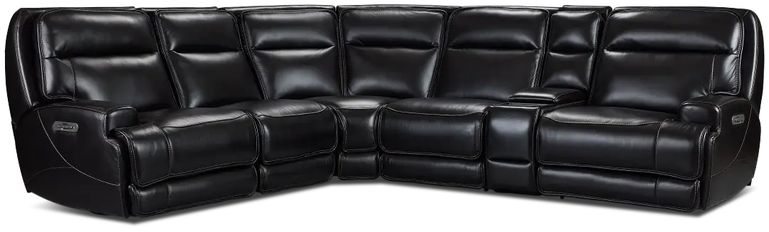 Casey Black Lthr/vinyl Medium Triple Power 2-arm Sectional Casey Black Lthr/vinyl Medium Triple Power 2-arm Sectional