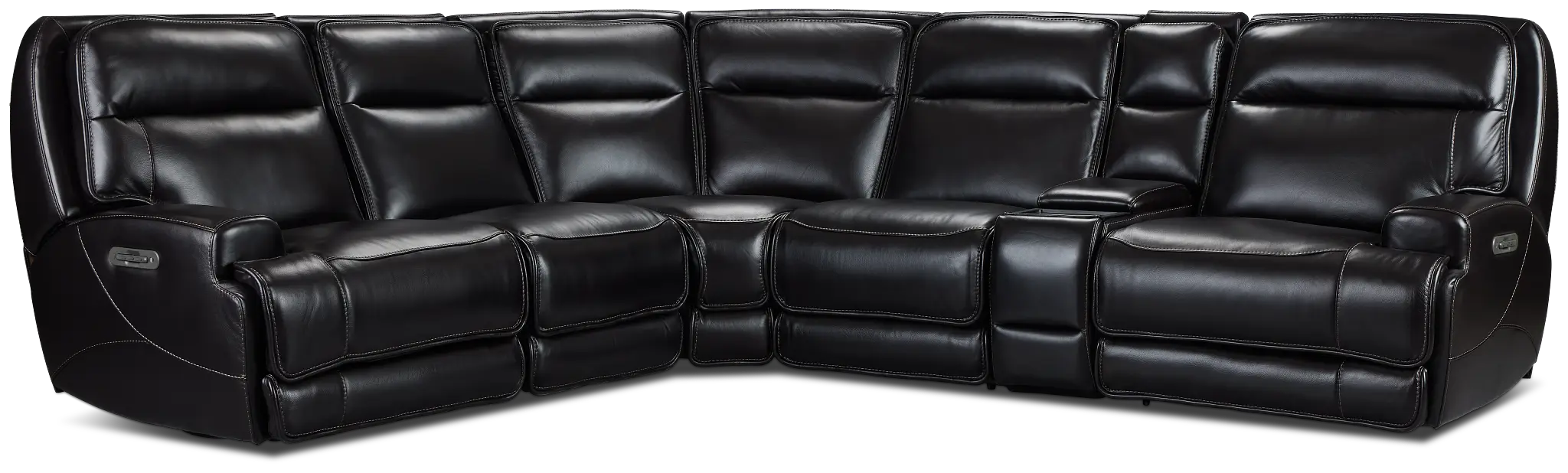 Casey Black Lthr/vinyl Medium Triple Power 2-arm Sectional Casey Black Lthr/vinyl Medium Triple Power 2-arm Sectional