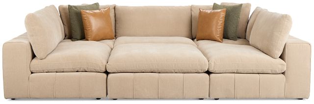 Cruz Light Beige Fabric 6-piece Pit Sectional