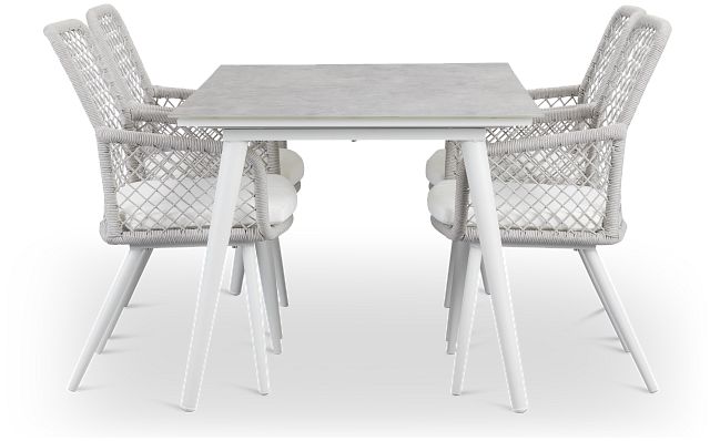 Andes White Rectangular Table & 4 Chairs