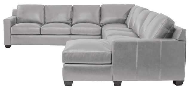 Carson Gray Leather Large Right Chaise Memory Foam Sleeper Sectional (9)