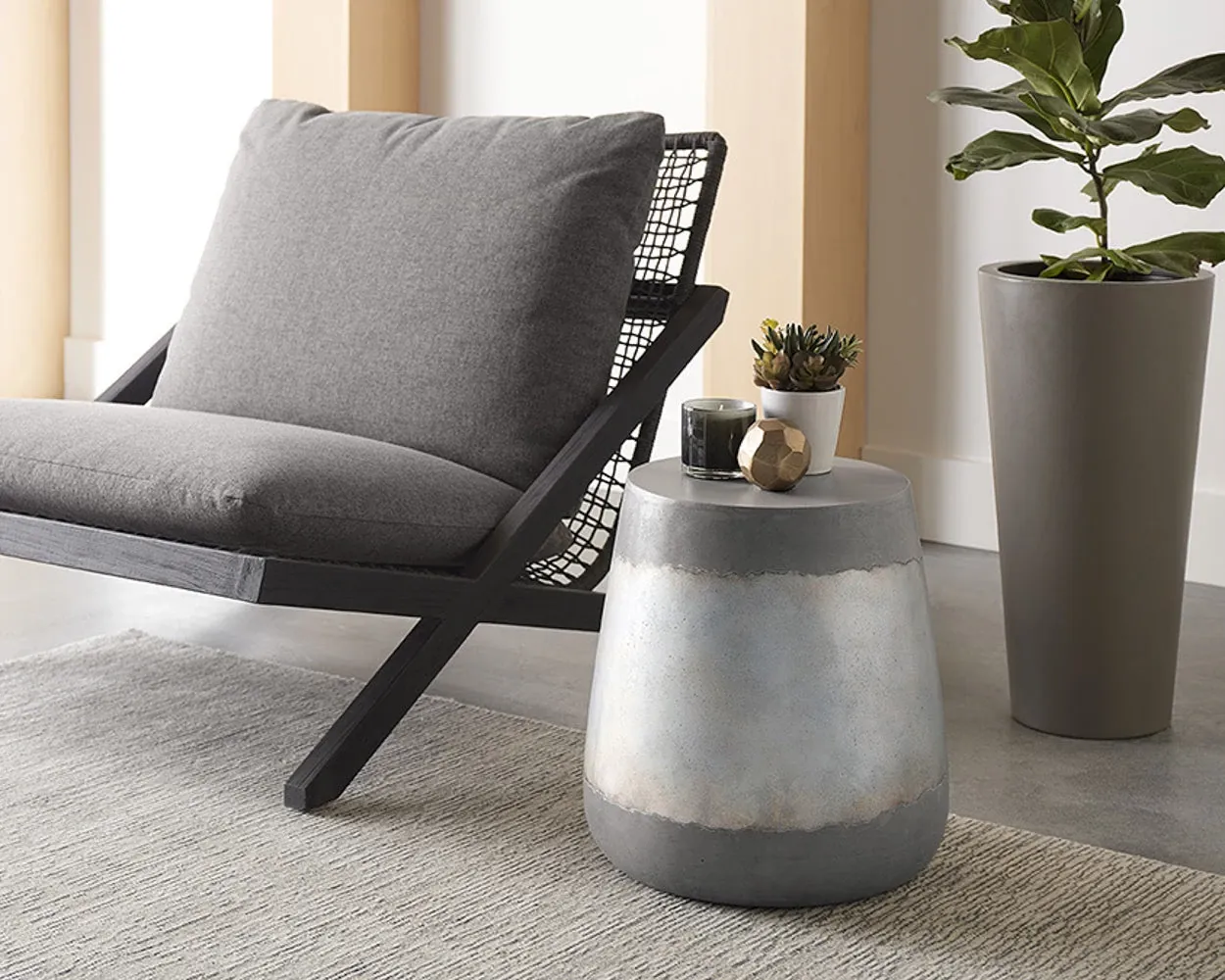 Logan Black Accent Chair With Dark Gray Cushions