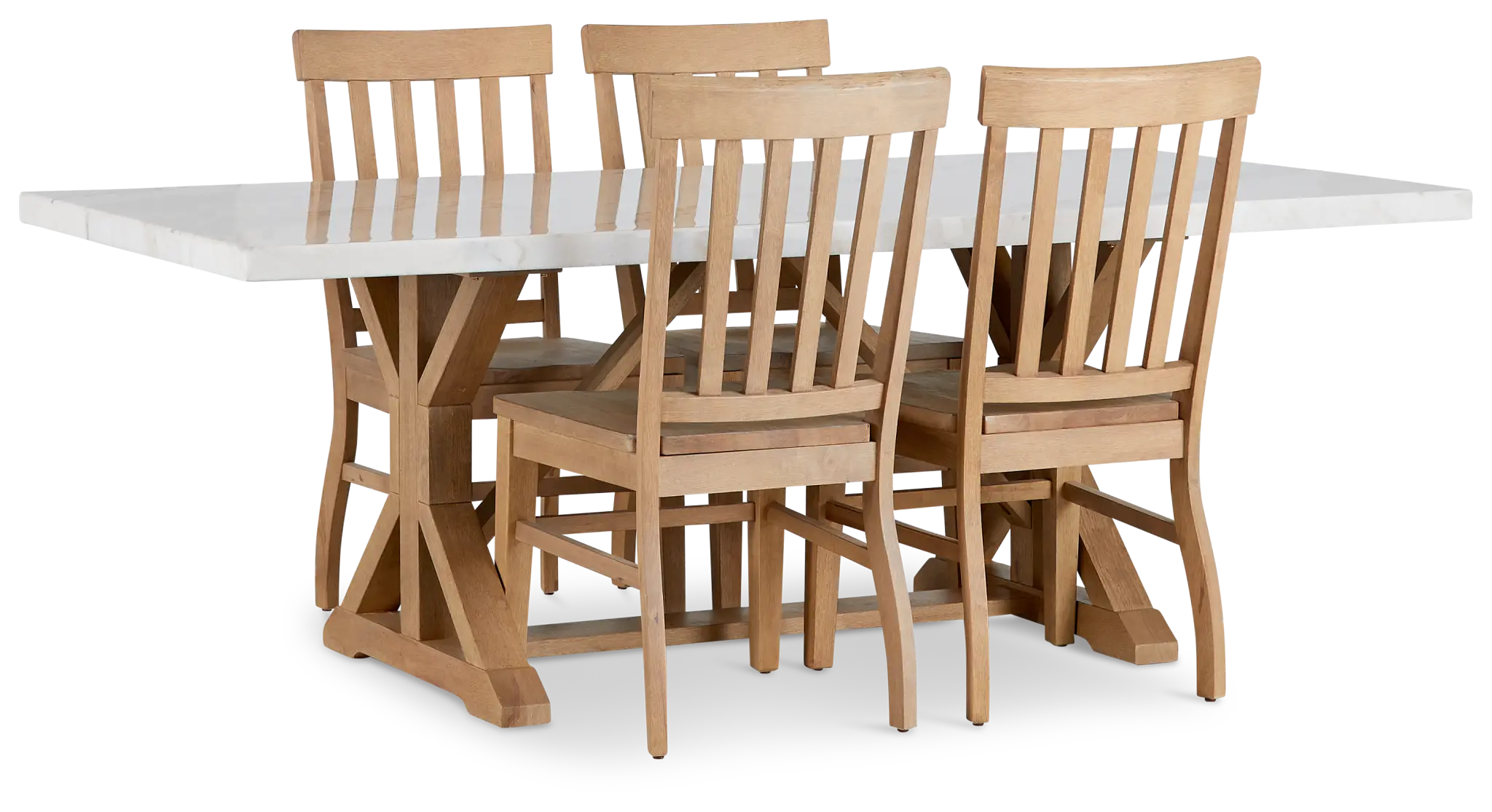 Somerset Light Tone Marble Rectangular Table & 4 Wood Chairs Somerset Light Tone Marble Rectangular Table & 4 Wood Chairs