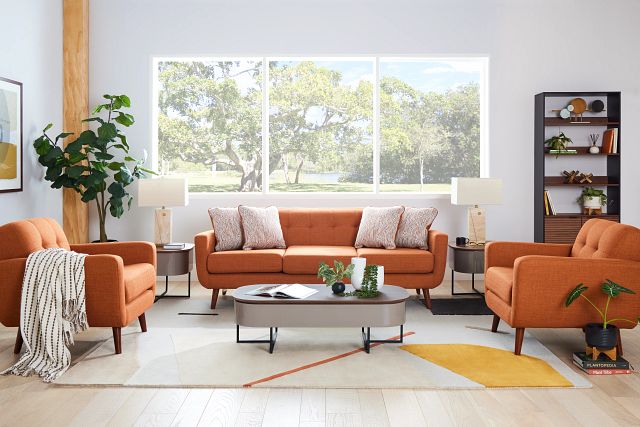 Raya Orange Fabric Sofa