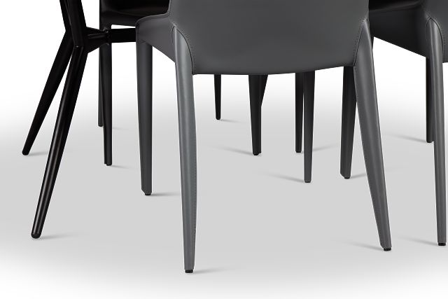 Margo Two-tone Rect Table & 4 Gray Upholstered Chairs