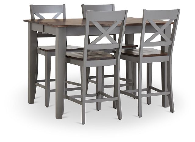 Sumter Gray High Table & 4 Barstools